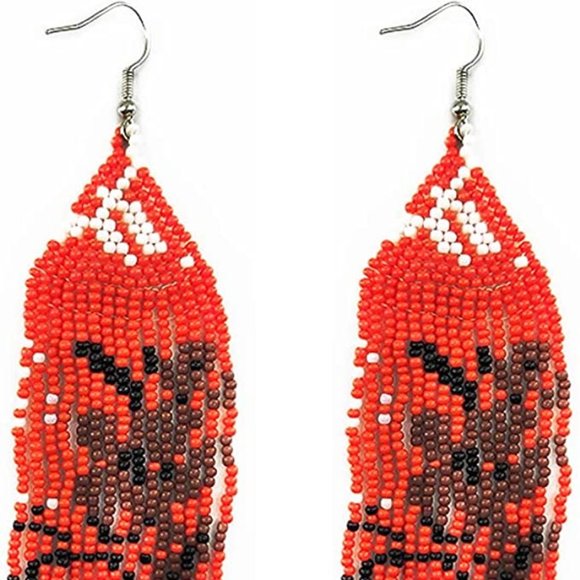 5.5" Japanese Red Sakura Blossom Cherry Flower Oversized Earrings New - Picture 3 of 6